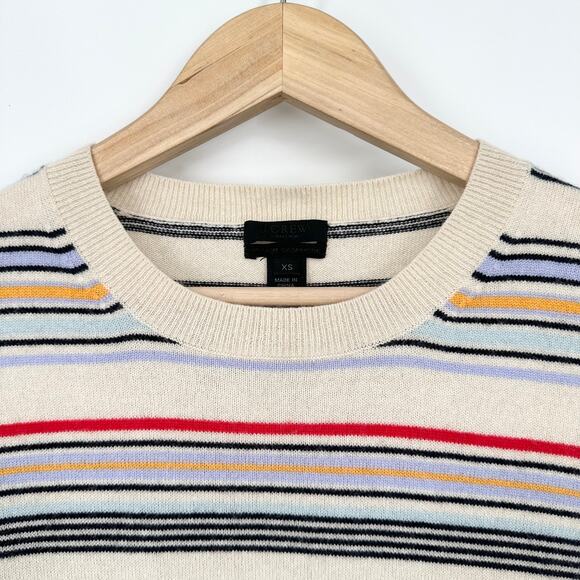 J. Crew Collection 100% Cashmere Striped Sweater Crew Neck Multicolor Pullover - Picture 4 of 11